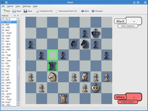 A Kasparov chess game loaded in Kaya